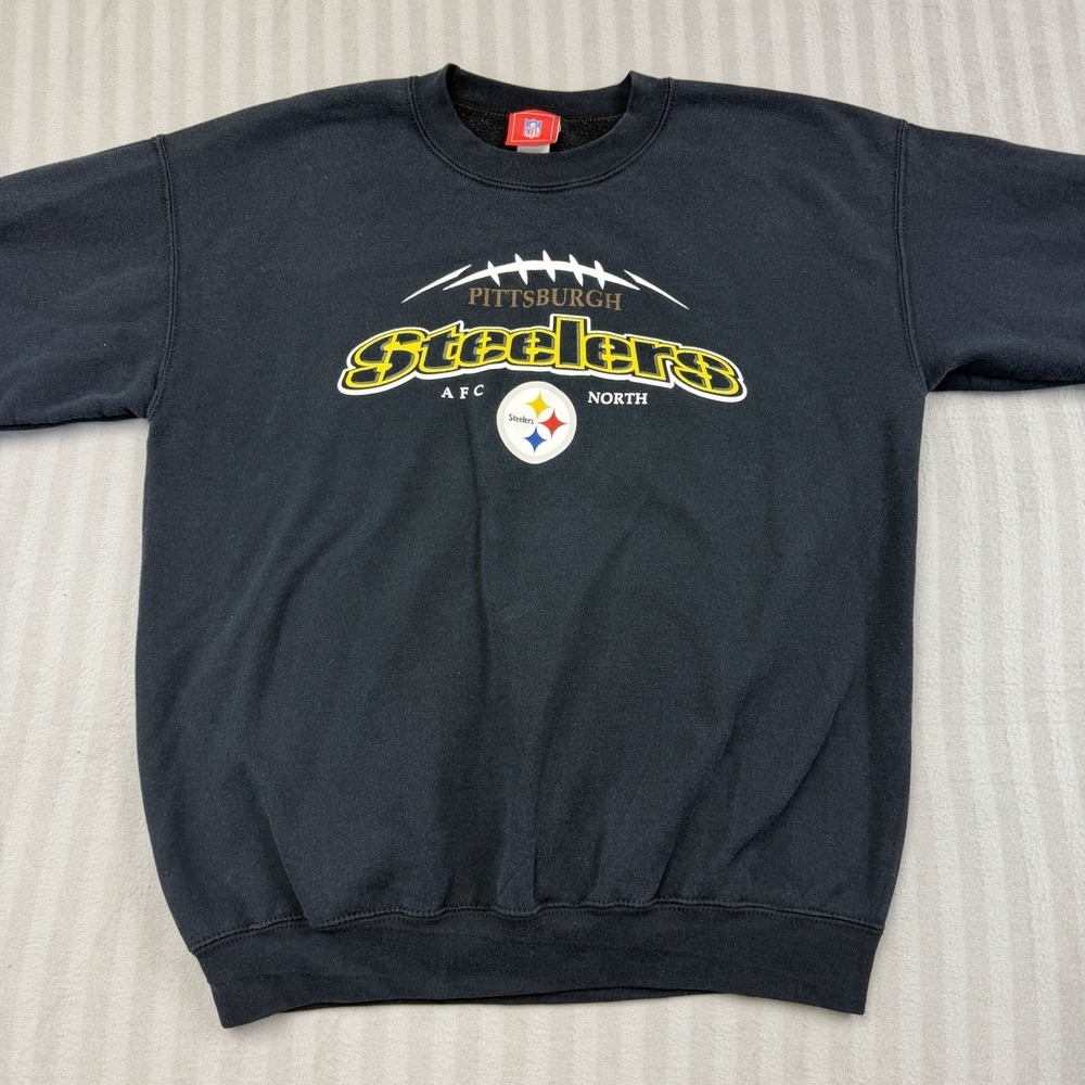 Vintage Pittsburgh Steelers Sweatshirt XL Black NFL Football Fleece Pullover